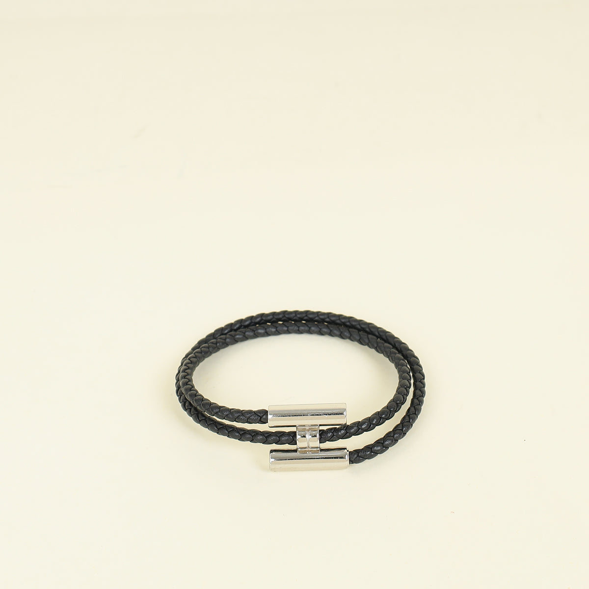 Hermes Noir Tournis Tresse Bracelet