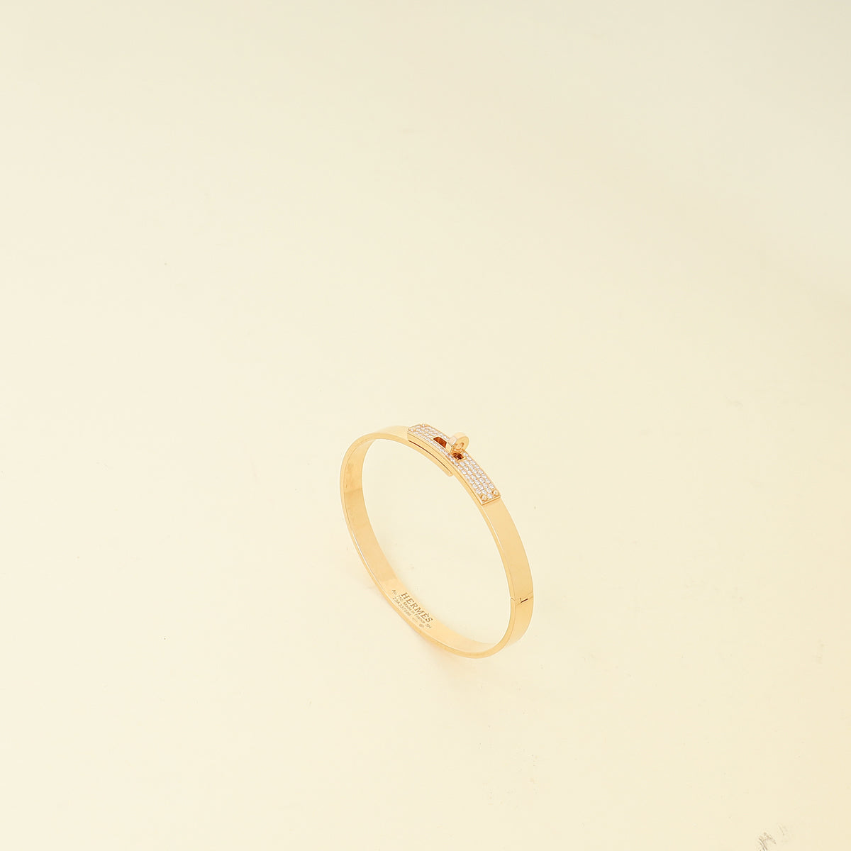 Hermes 18K Rose Gold Kelly Diamond Small Model Bracelet