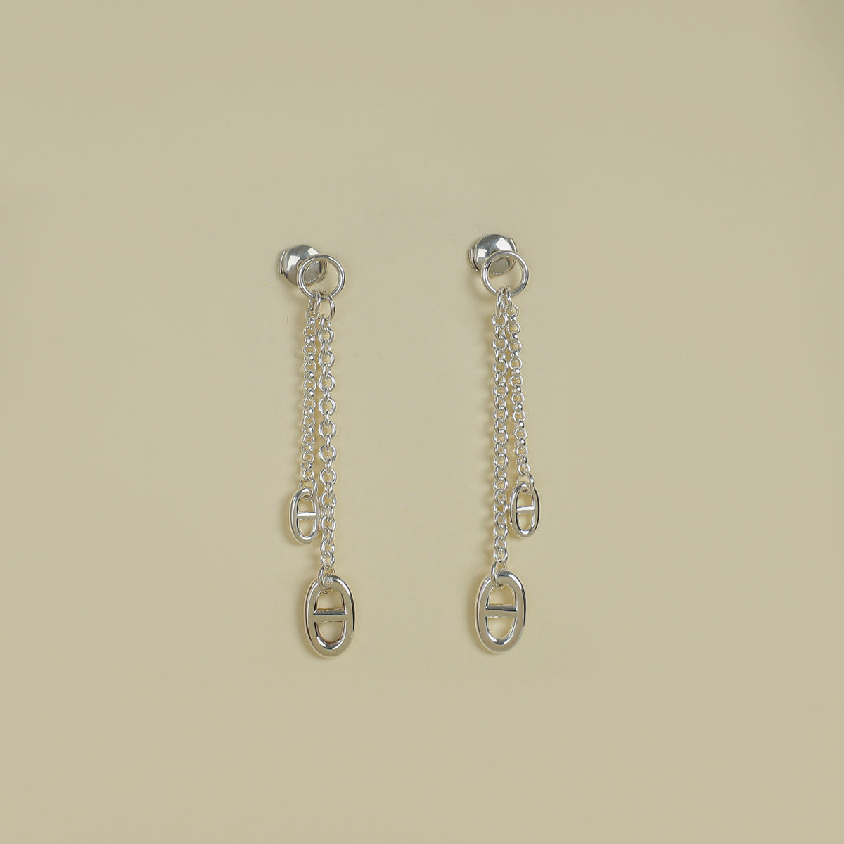 Hermes Sterling Silver Farandole Earrings, Small Model