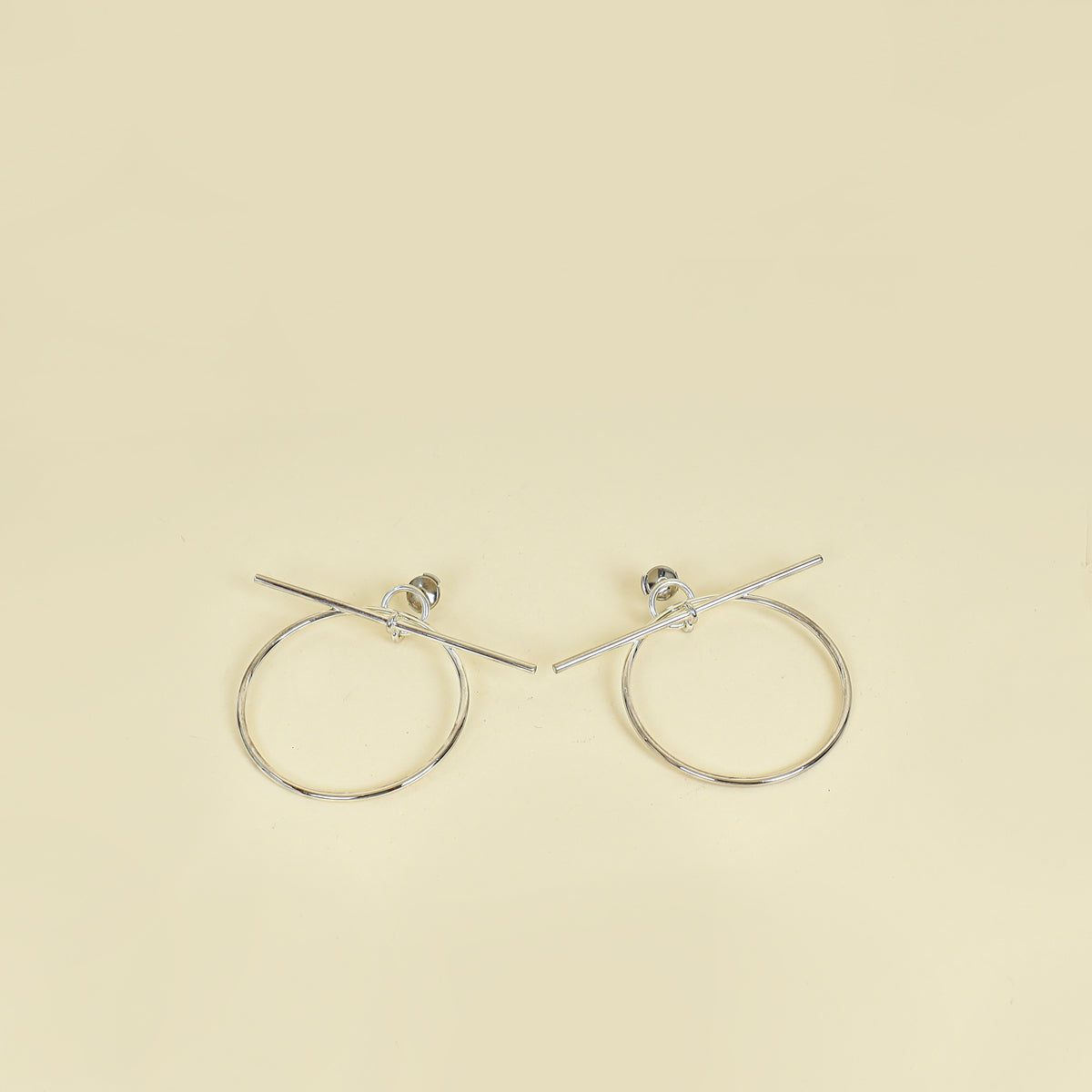 Hermes Sterling Silver Loop Earrings, Medium Model