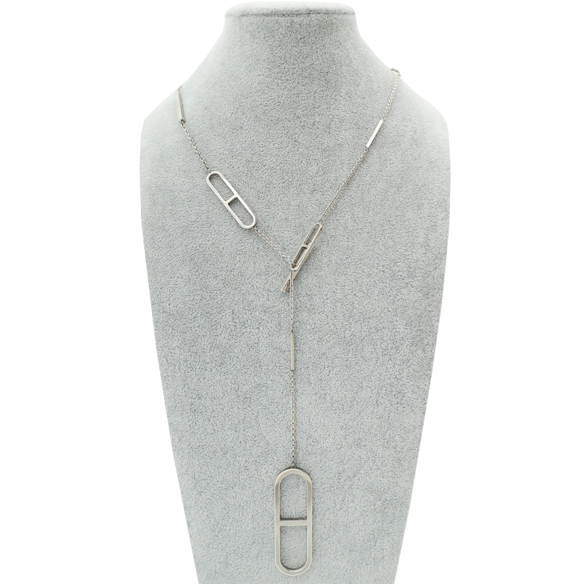 Hermes Silver Ever Chaine d'Ancre Long Lariat Necklace