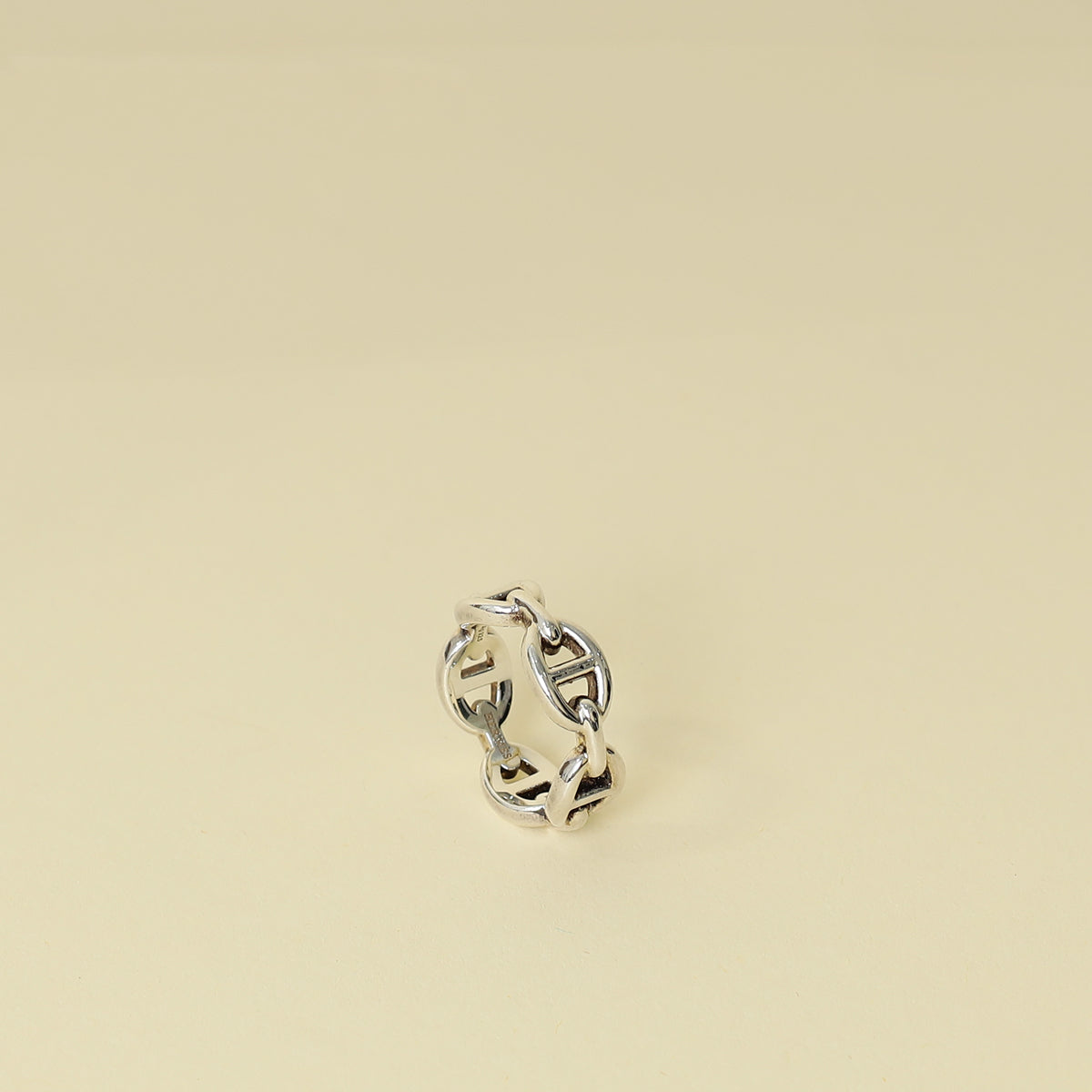 Hermes Silver Chaine d'ancre Enchainee Ring, Small Model 53