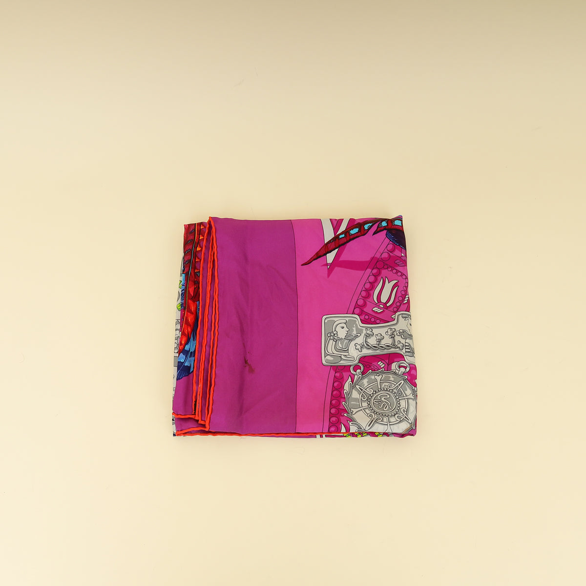 Hermes Purple Multicolor Mexique by Caty Latham Scarf 90