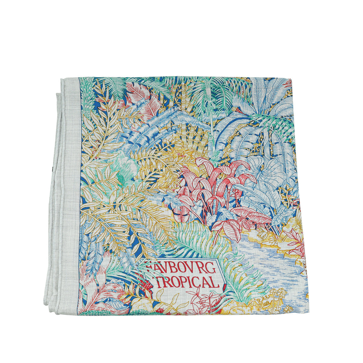 Hermes Gris Chine Rose Faubourg Tropical Cashmere Silk Shawl