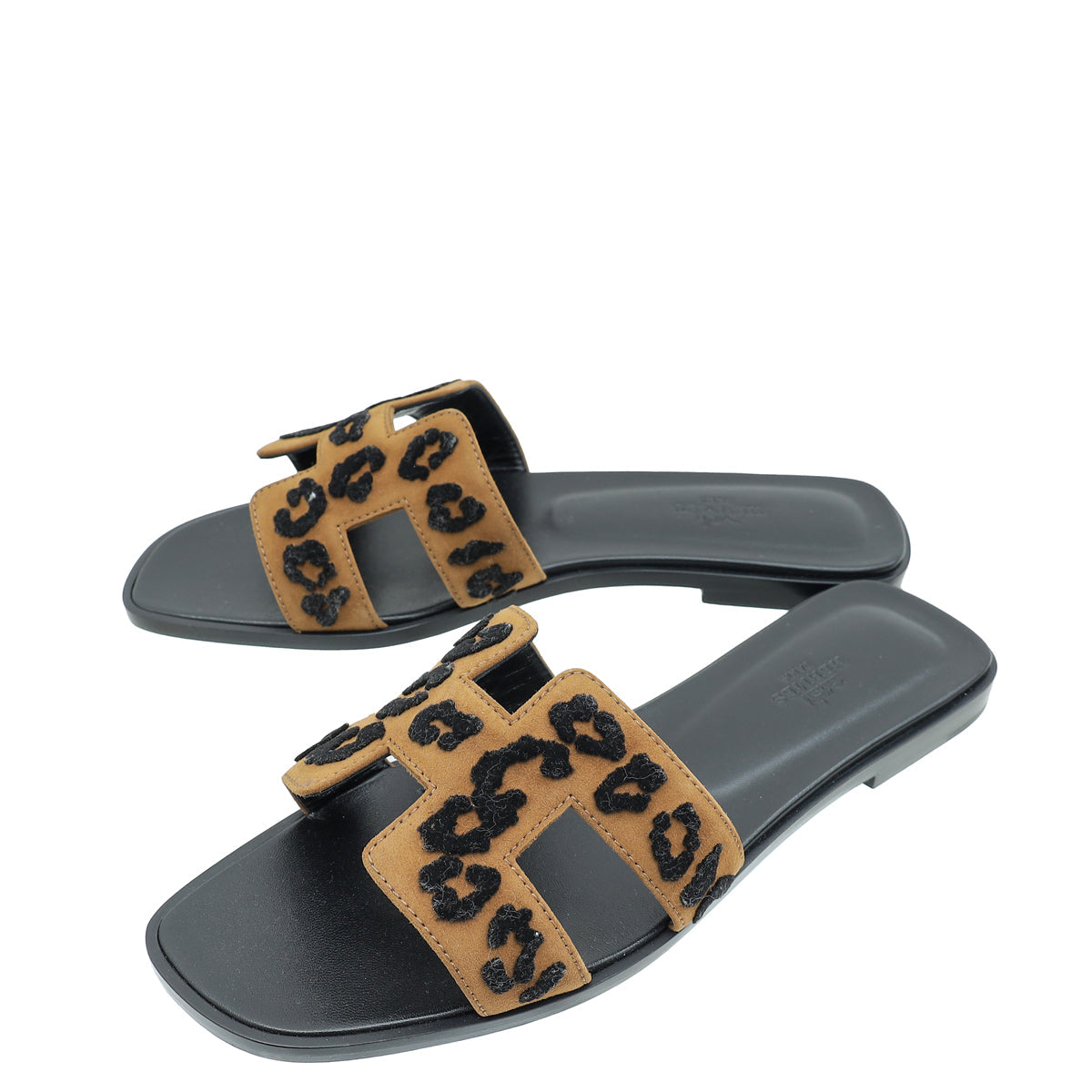 Hermes Tricolor Oran Leopard Sandal 38.5