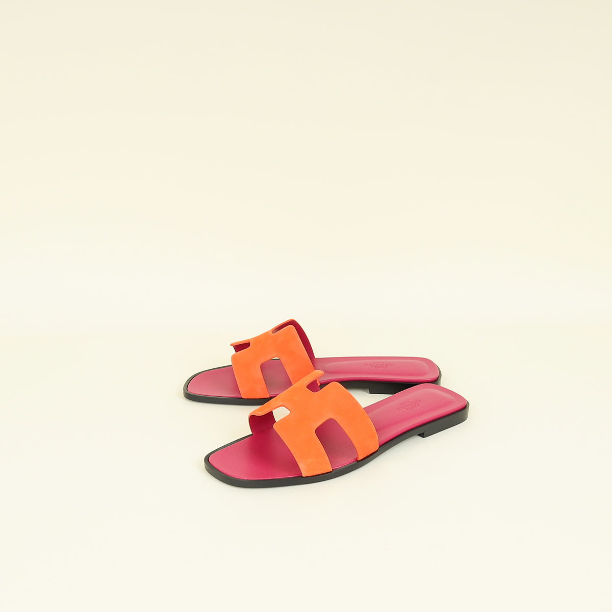 Hermes Orange Synthetique Oran Suede Goatskin Sandal 38