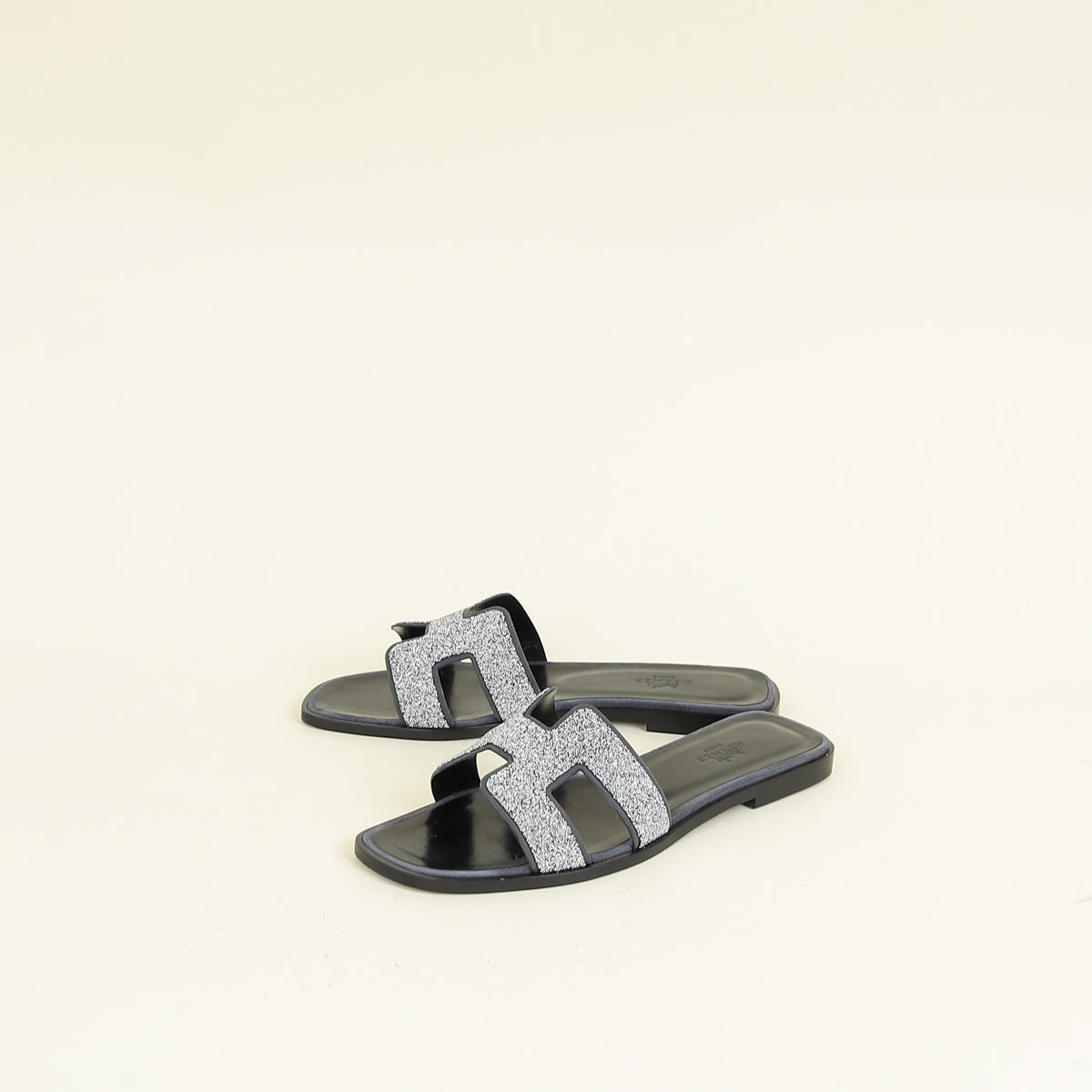 Hermes Noir Oran with Crystal Detail Sandal 37.5