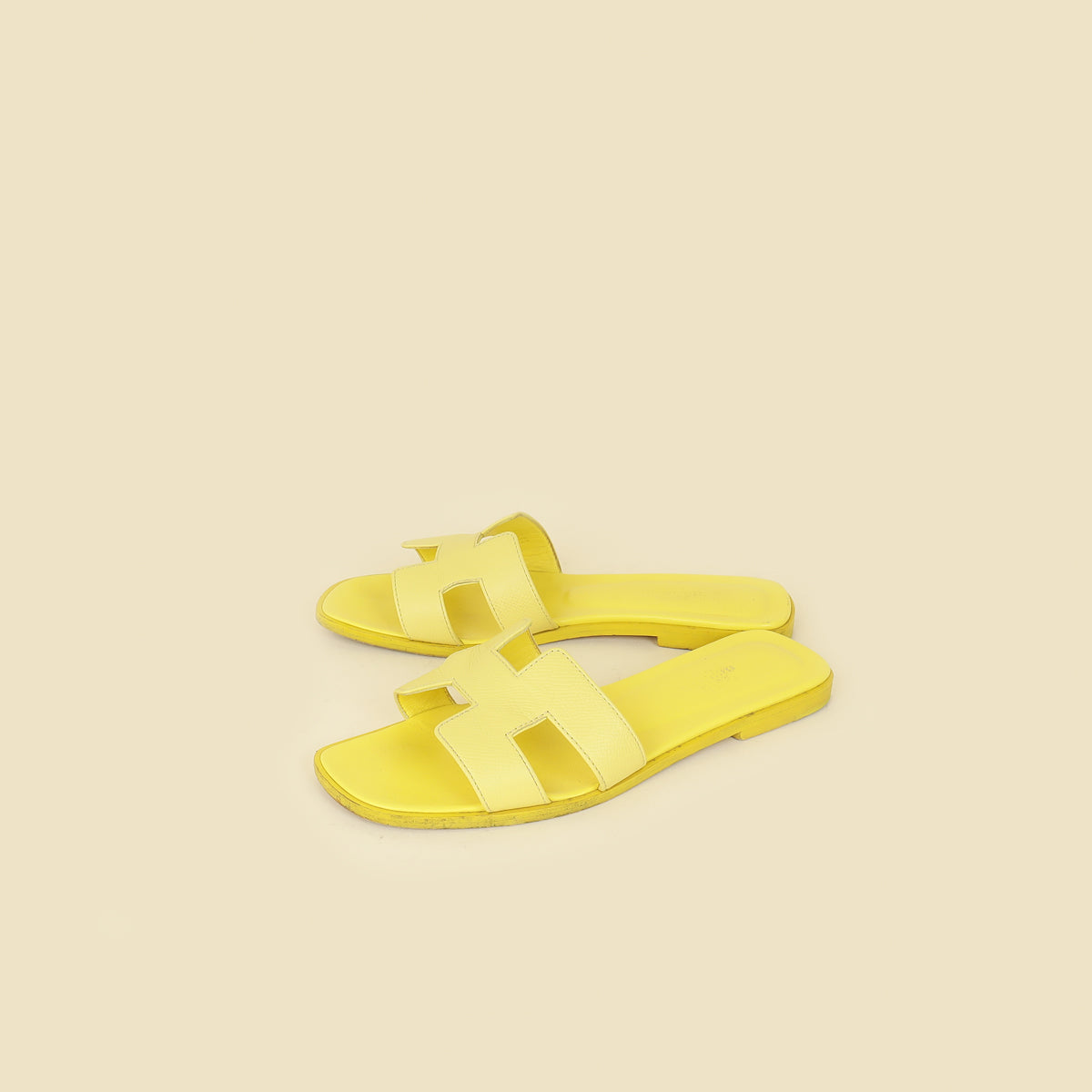 Hermes Lime Oran Sandals 37