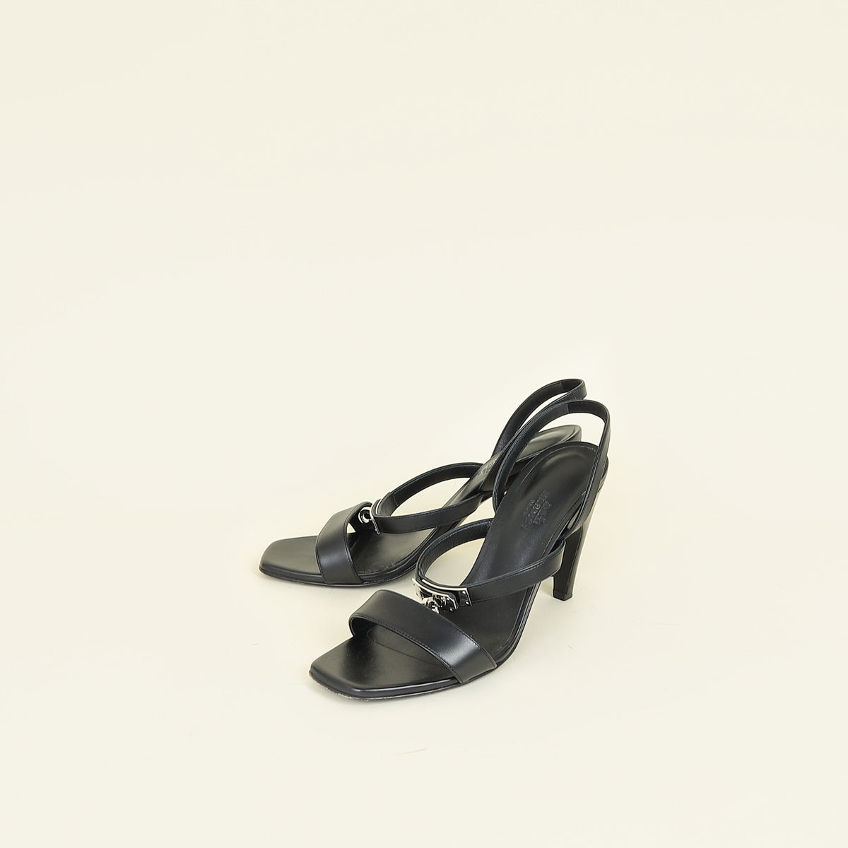 Hermes Black Glamour 95 Sandal 38