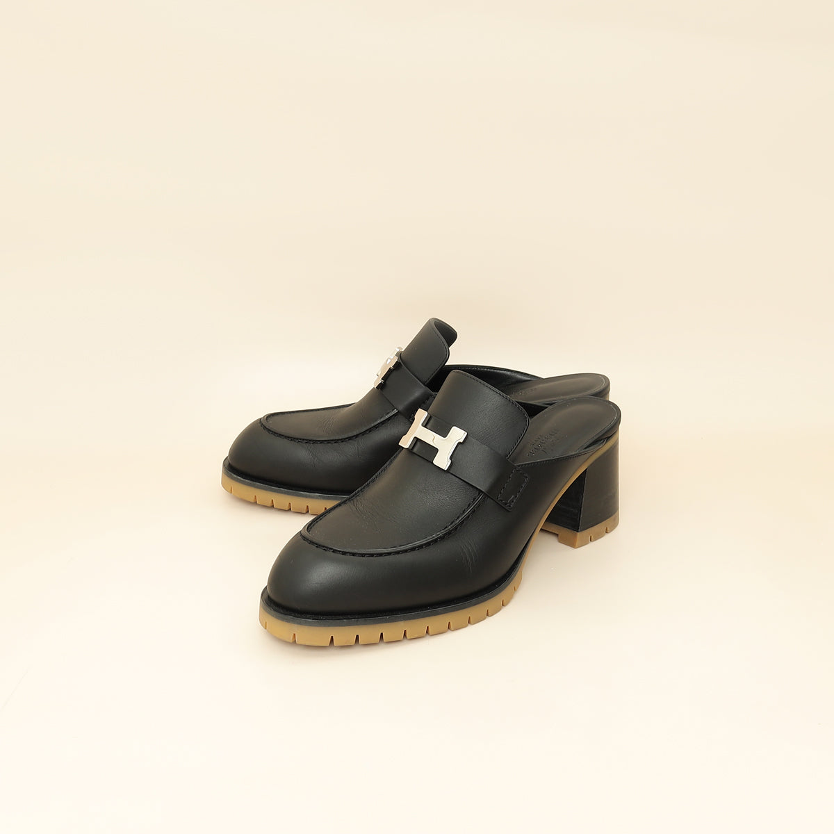 Hermes Noir Flore 60 Goatskin Mule 39
