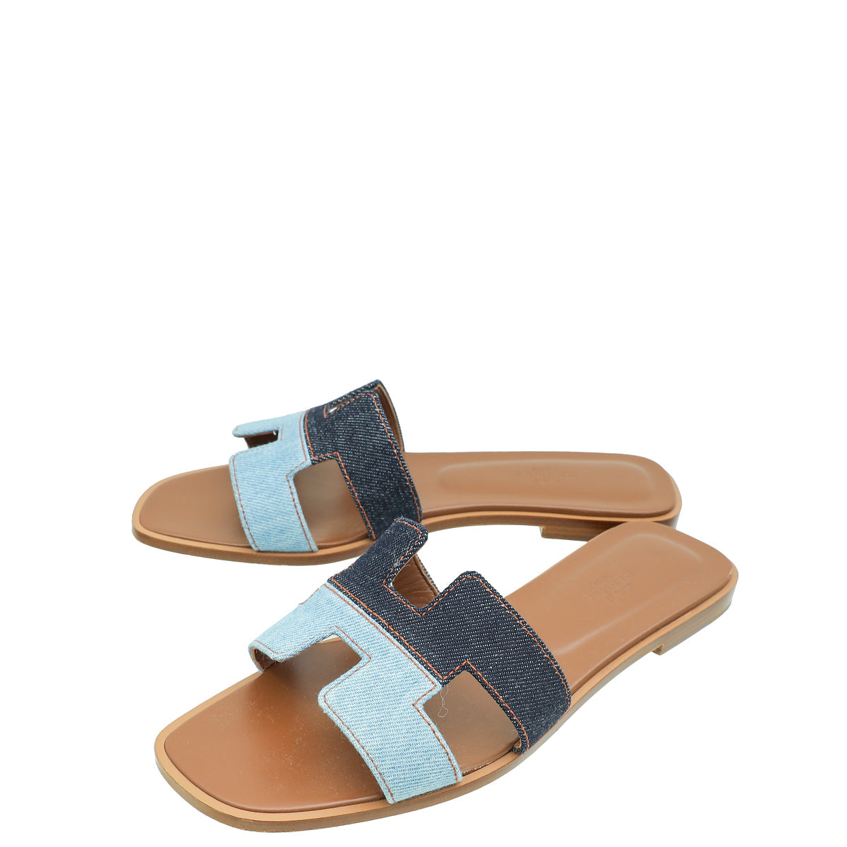 Hermes Bicolor Denim Oran Sandal 39