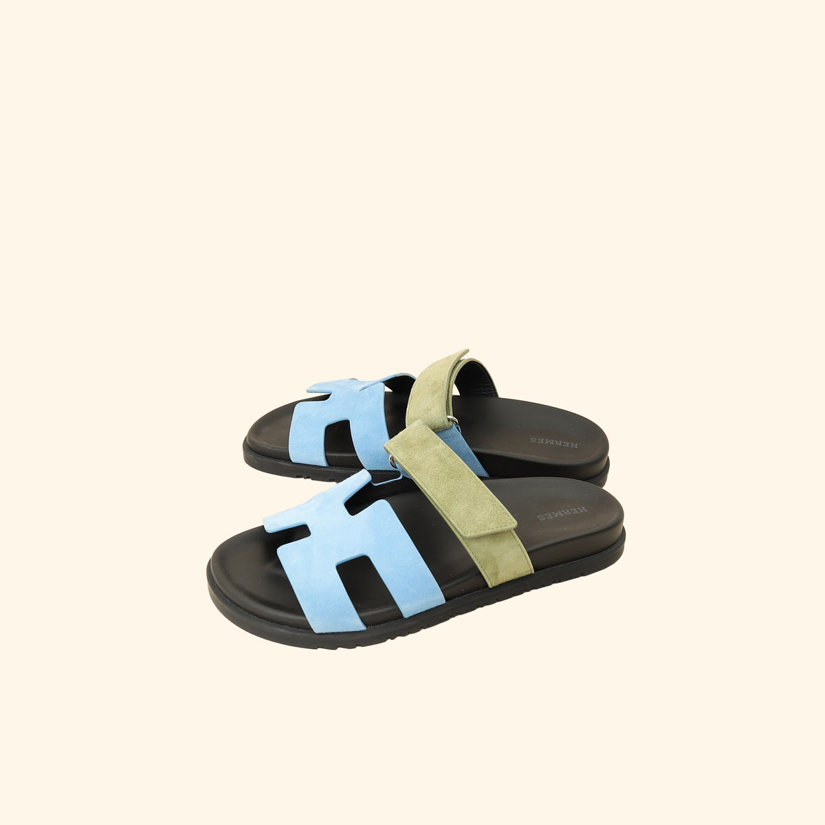 Hermes Bicolor Chypre Suede Sandals 40.5
