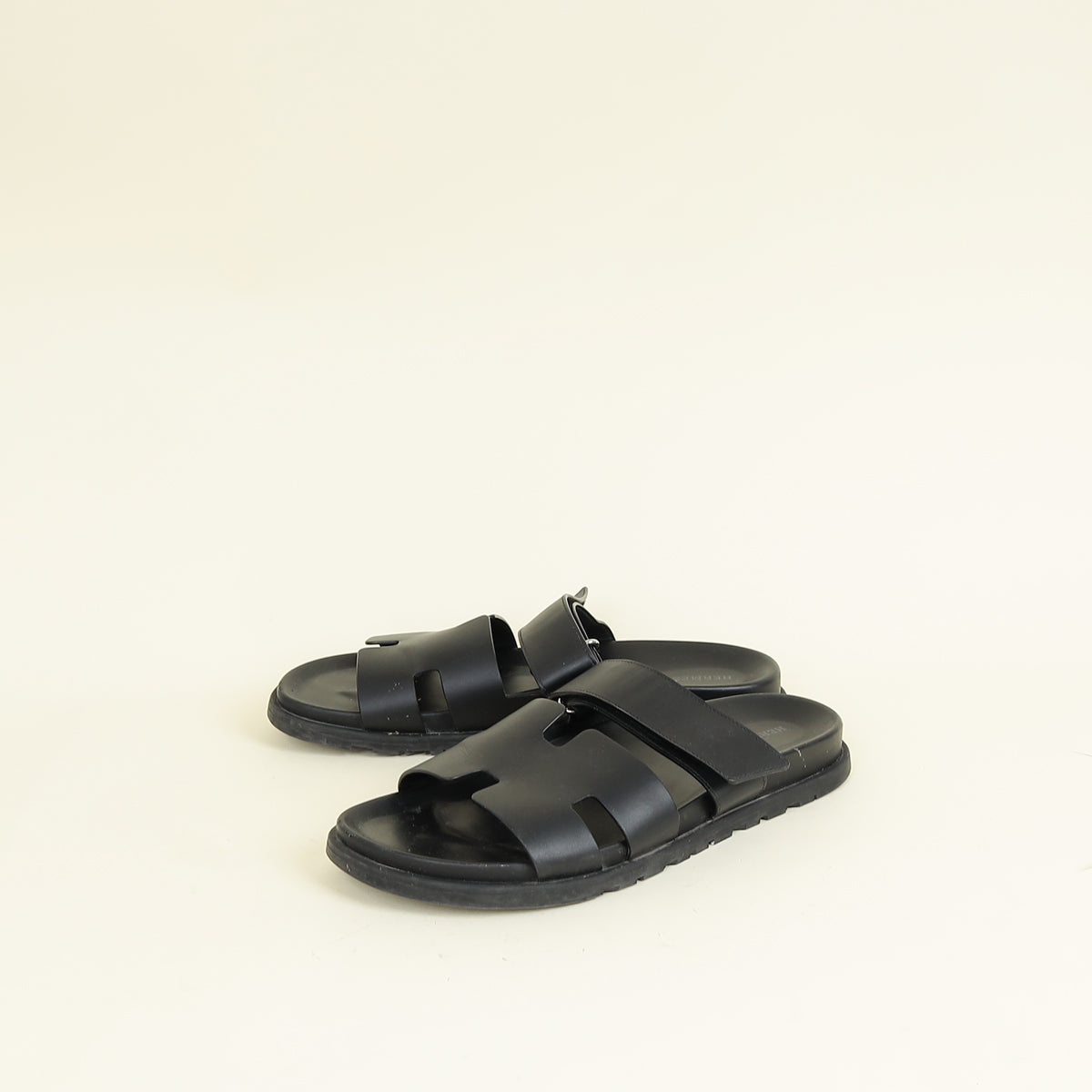 Hermes Noir Chypre Sandals 44.5