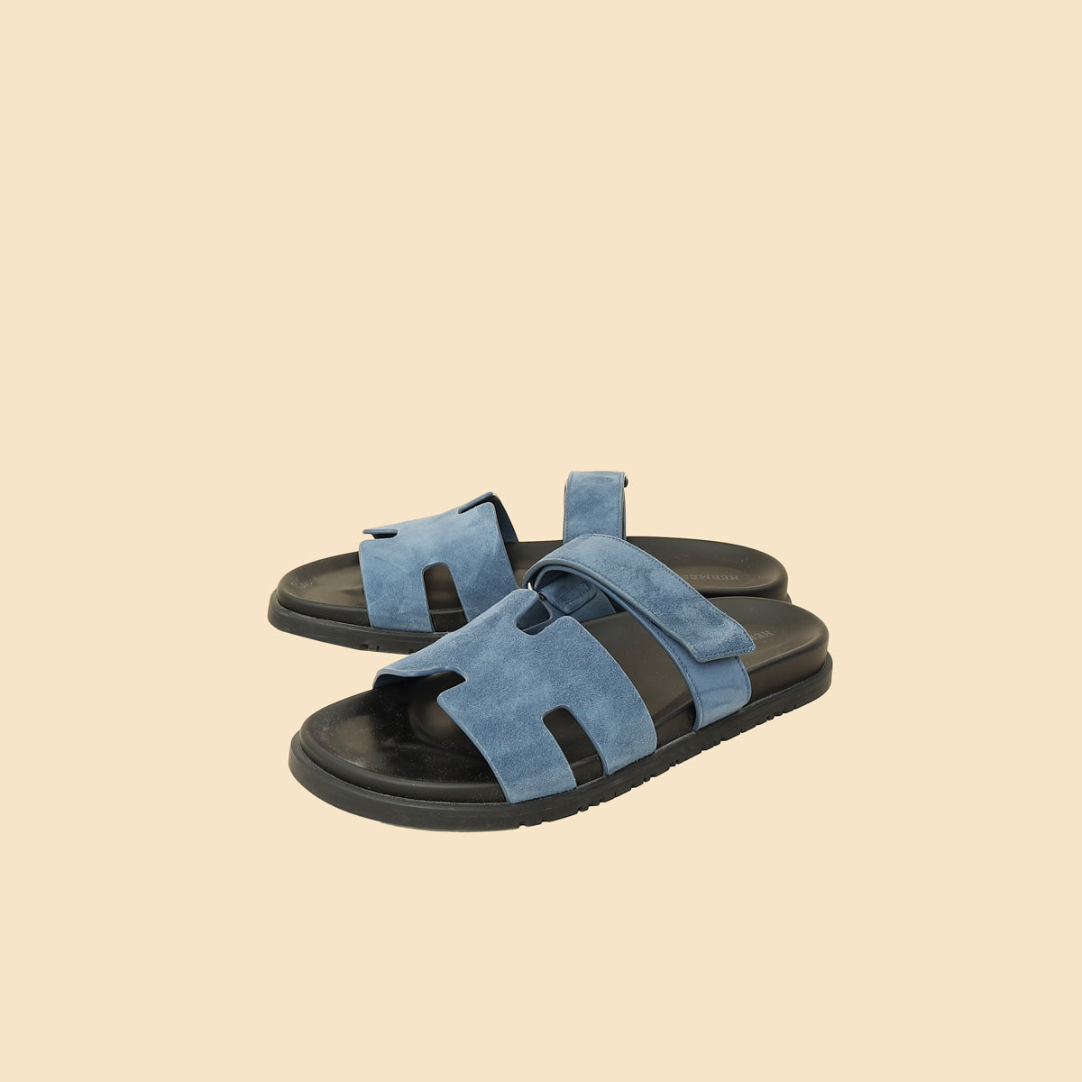Hermes Blue Celeste Suede Chypre Sandals 45