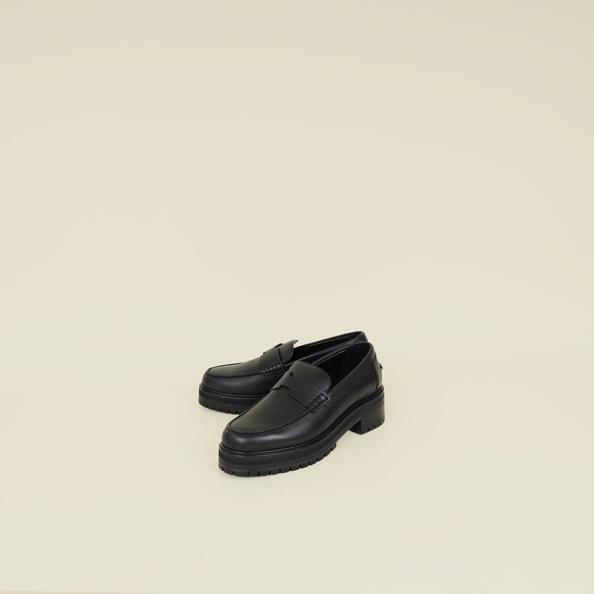 Hermes Black Hitch Loafers 36.5