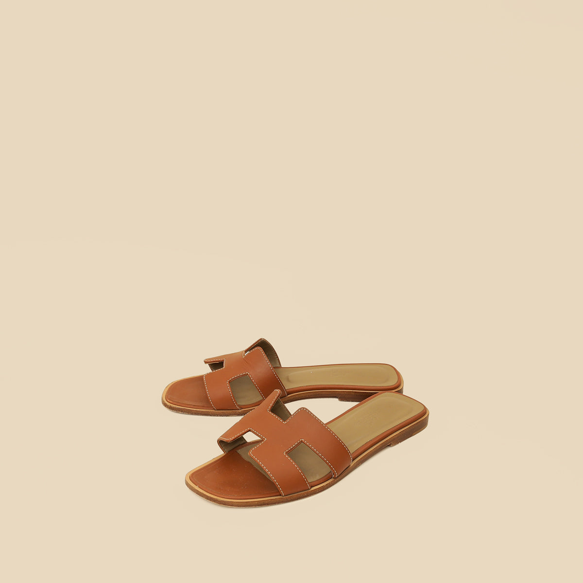 Hermes Gold Oran Sandals 37