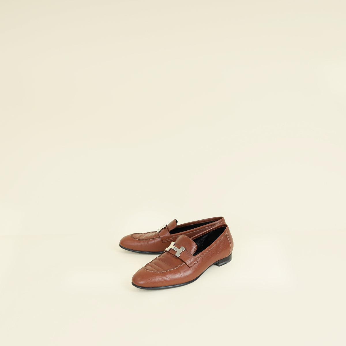 Hermes Gold Paris Goatskin Loafer 38.5