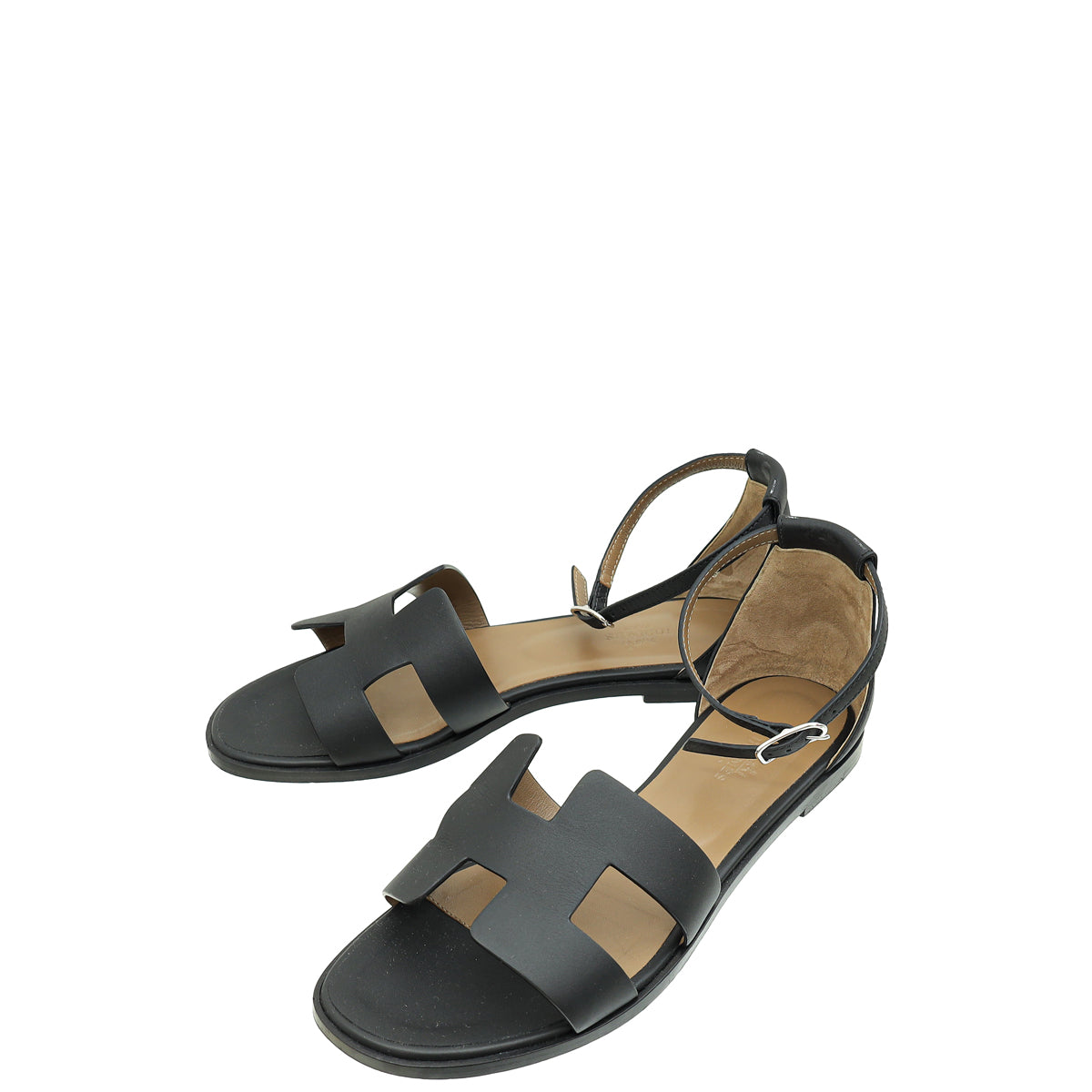 Hermes Noir Santorini Sandals 38