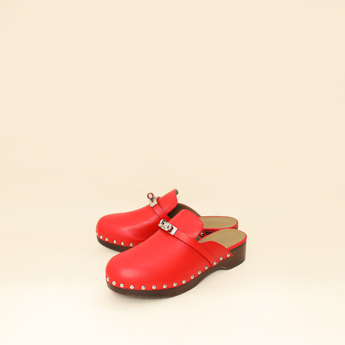 Hermes Red Carlotta Mule 39