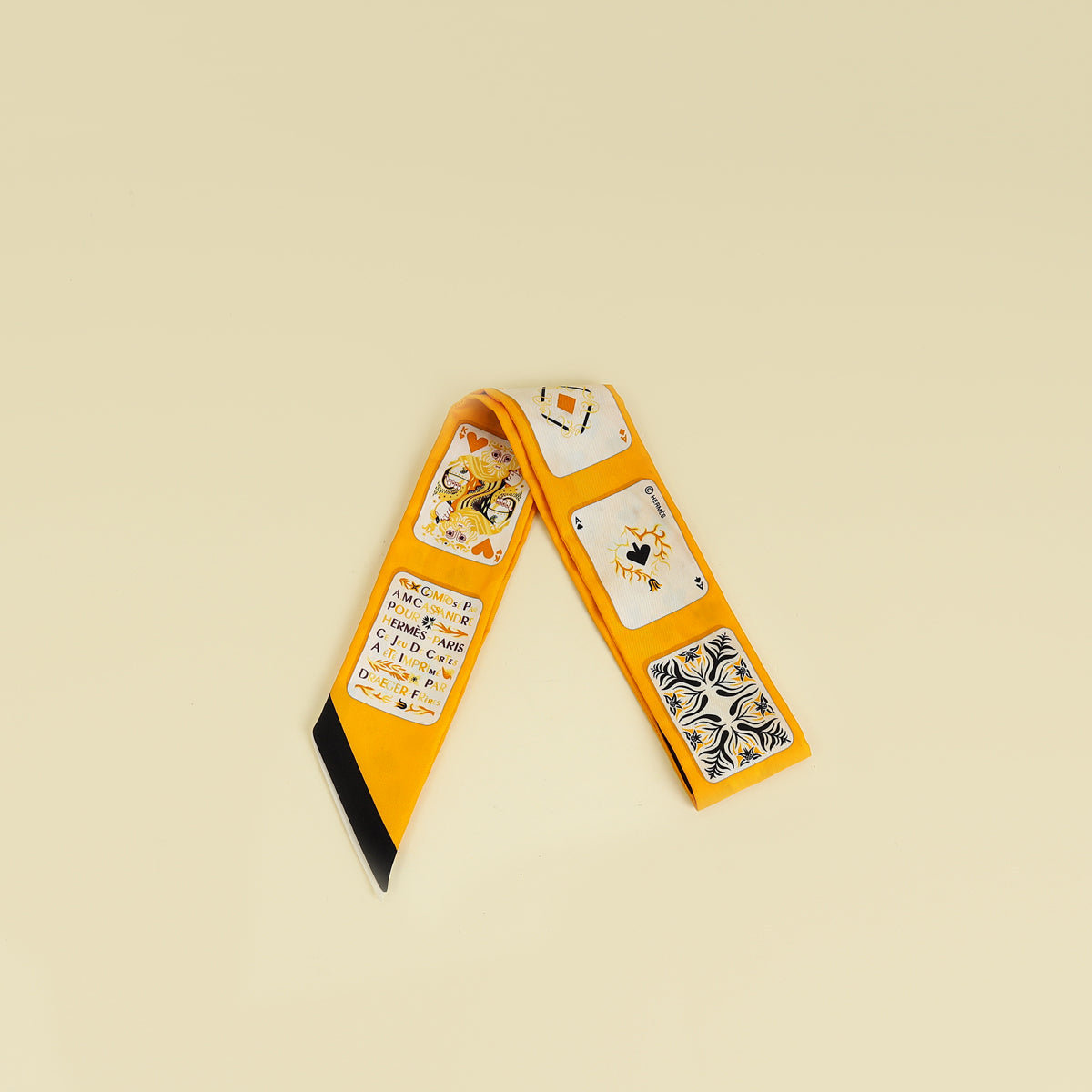 Hermes Multicolor Jeu de Cartes Print Twilly