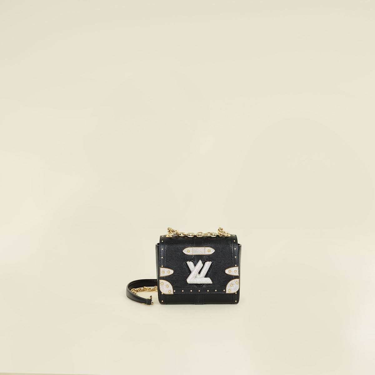 Louis Vuitton Black Lizard & Crystal Mini Twist Shoulder Bag