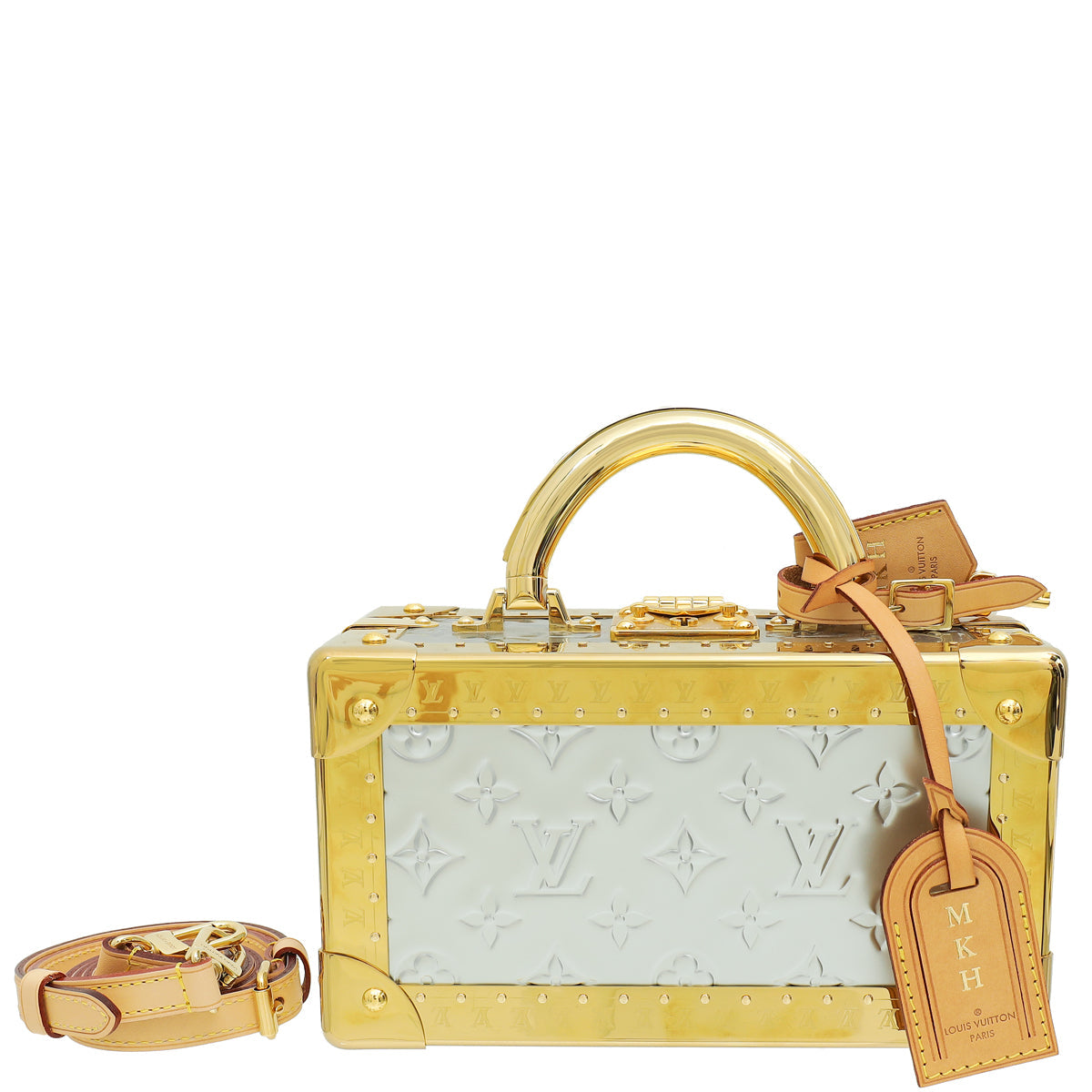 Louis Vuitton Monogram Bicolor Petite Valise Top Handle Trunk Bag W/ Initials MKH