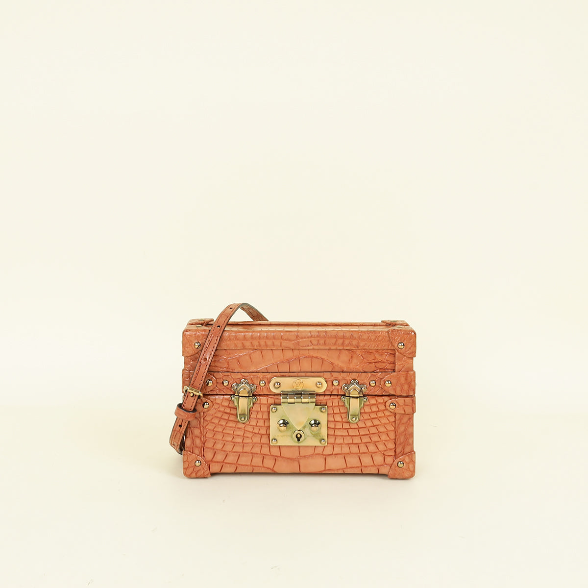 Louis Vuitton Light Brown Petite Malle Alligator Bag