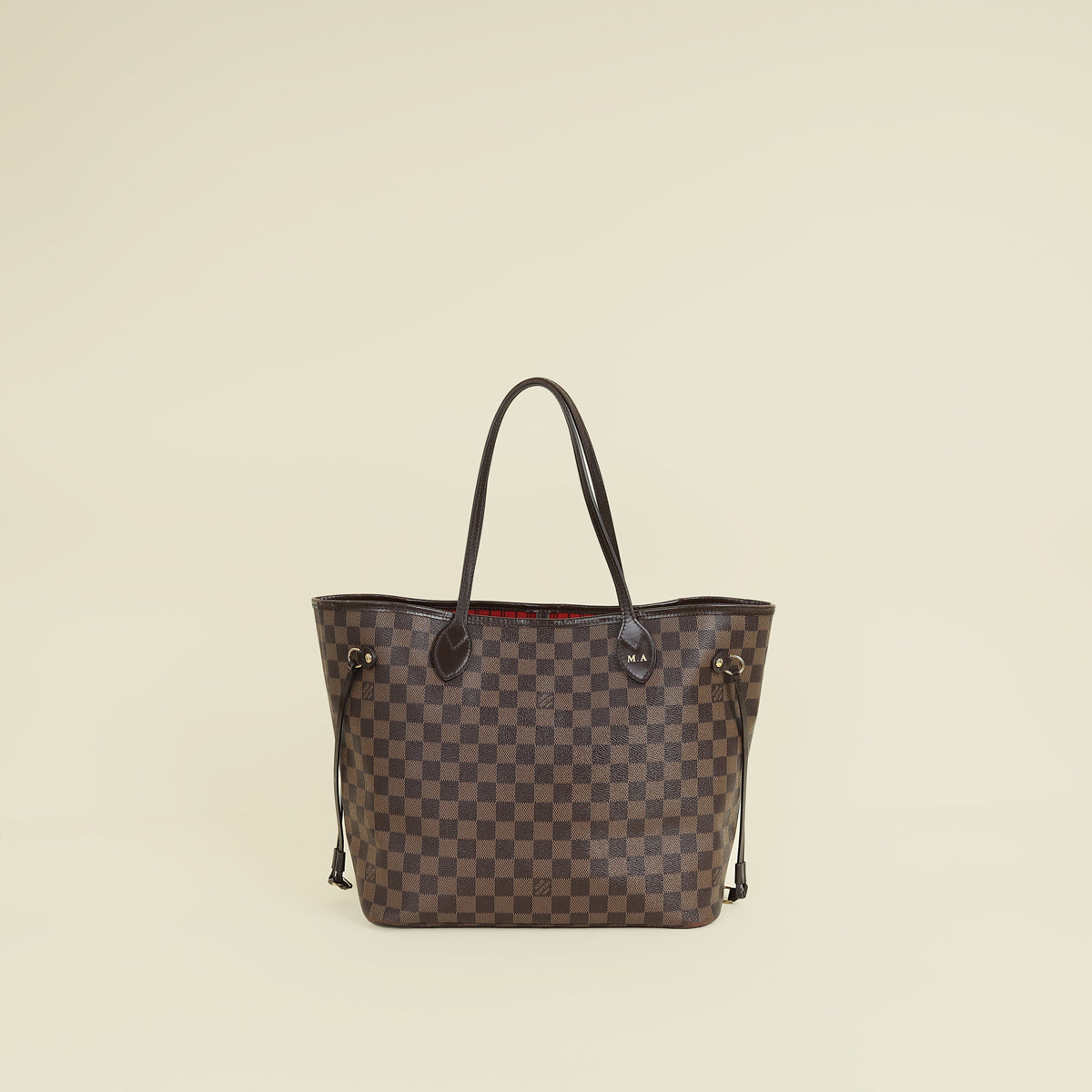 Louis Vuitton Damier Ebene Neverfull MM Bag W/ MA Initial