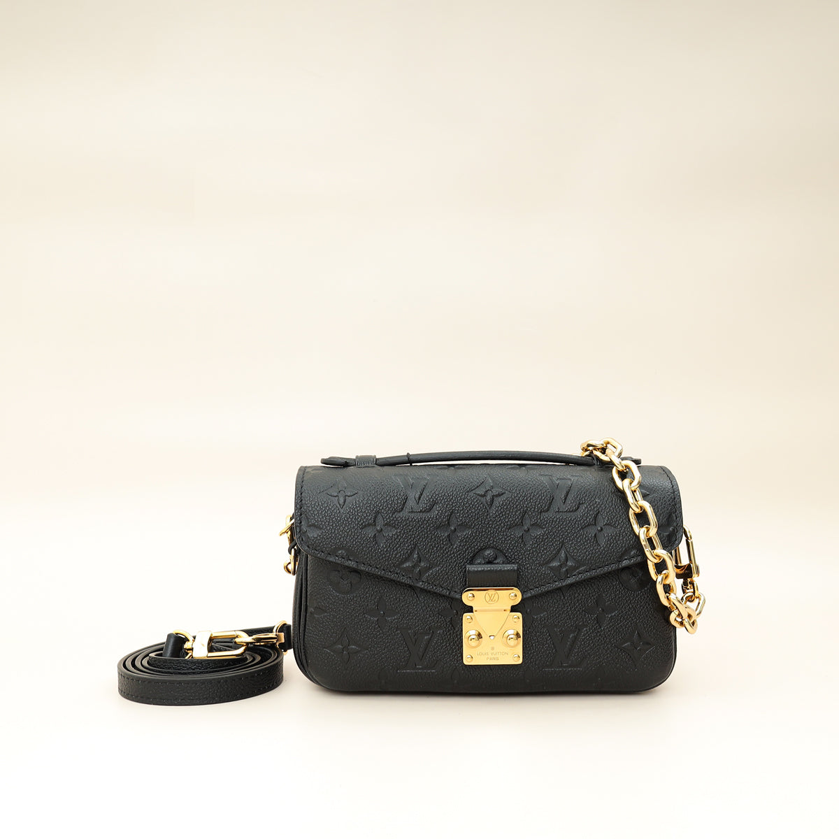 Louis Vuitton Black Monogram Empreinte Pochette Métis East West Bag