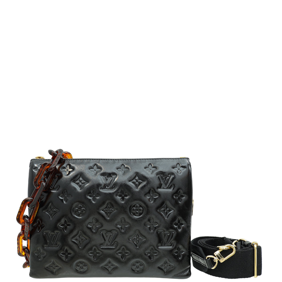 Louis Vuitton Black Monogram Embossed Glazed Coussin PM Bag