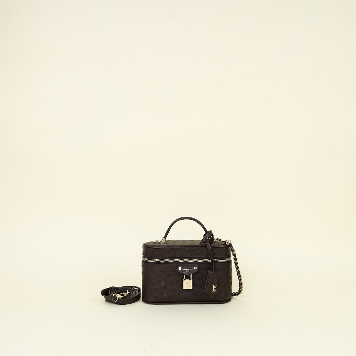 Louis Vuitton Chocolate Brown Ostrich Vanity Chain Pouch