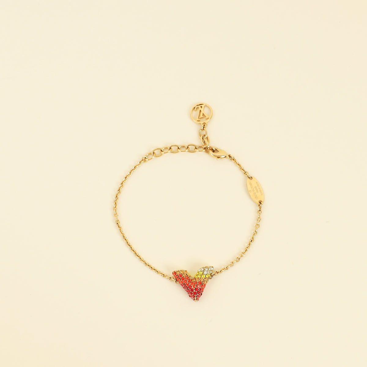 Louis Vuitton Gold Finish Strass Essential V Bracelet