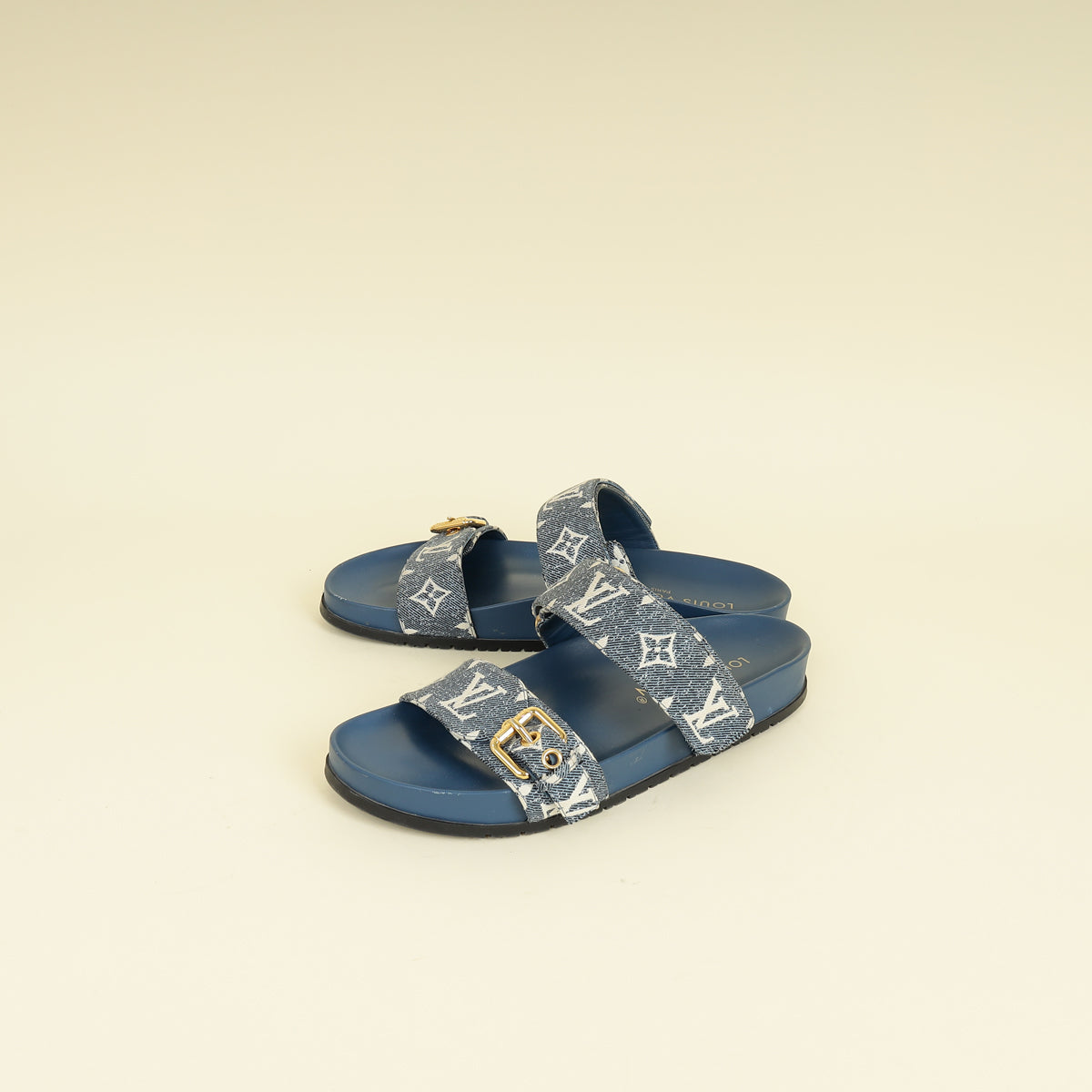 Louis Vuitton Blue Bom Dia Flat Comfort Mule 38.5