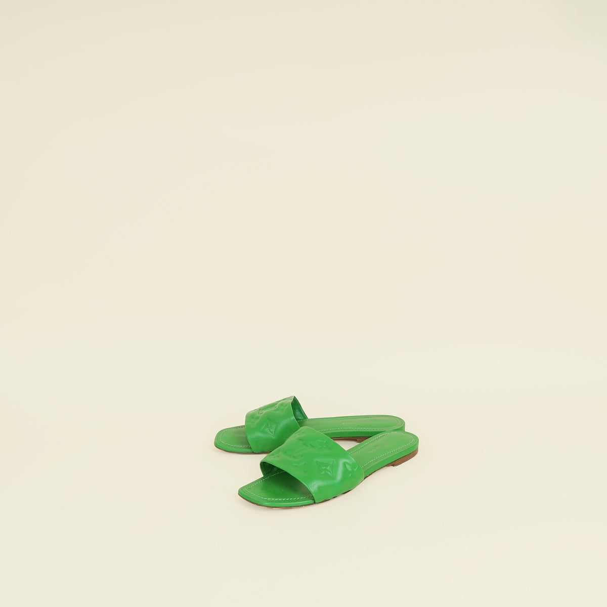 Louis Vuitton Green Monogram Embossed Revival Flat Mules 36