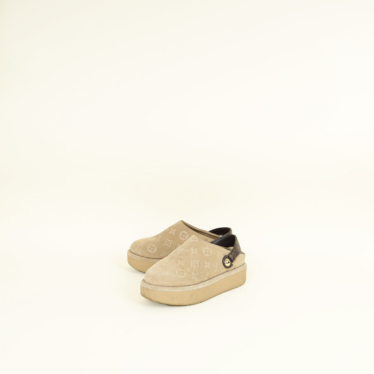 Louis Vuitton Beige Monogram Aspen Platform Clog Mules 37