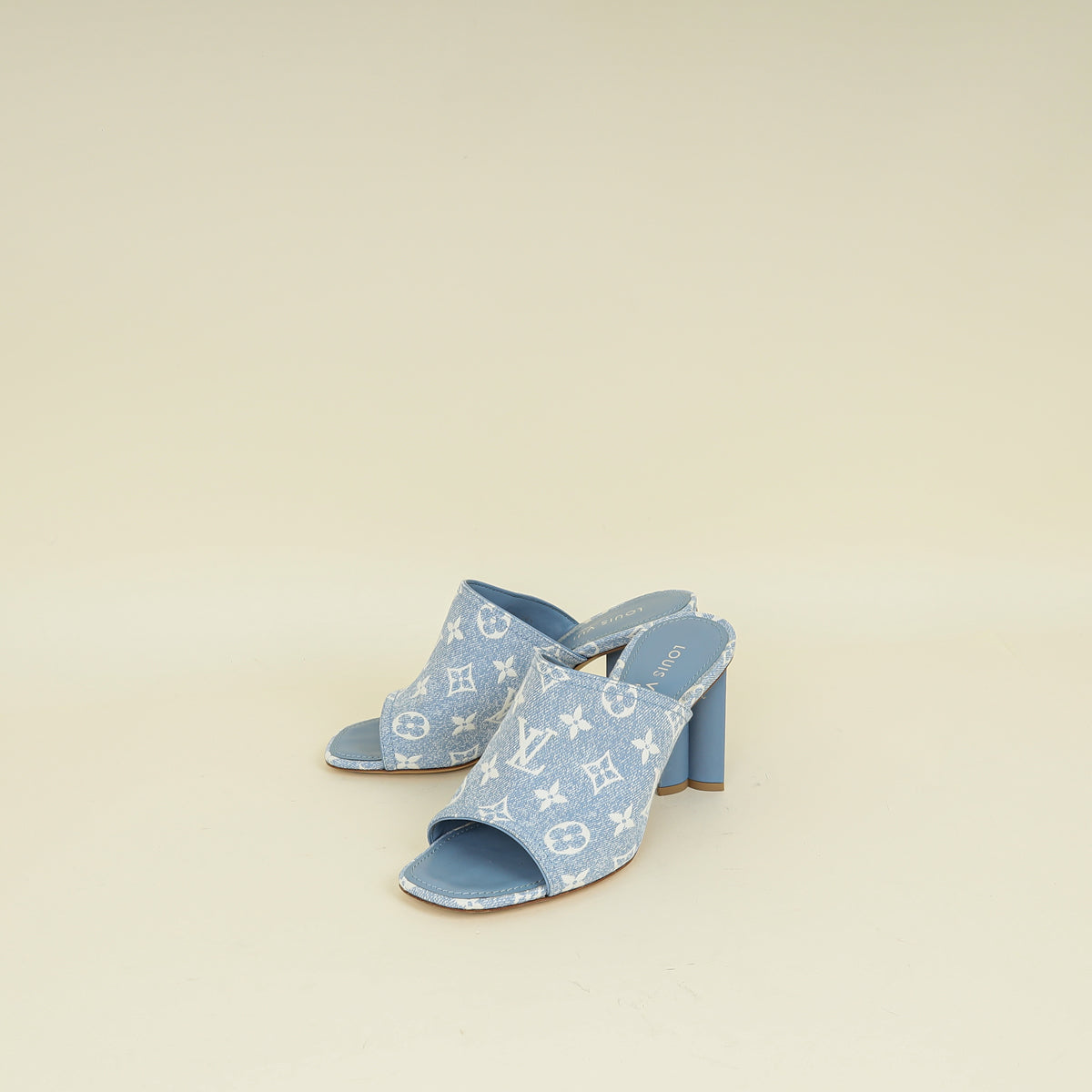 Louis Vuitton Blue Monogram Silhouette Mules 38.5