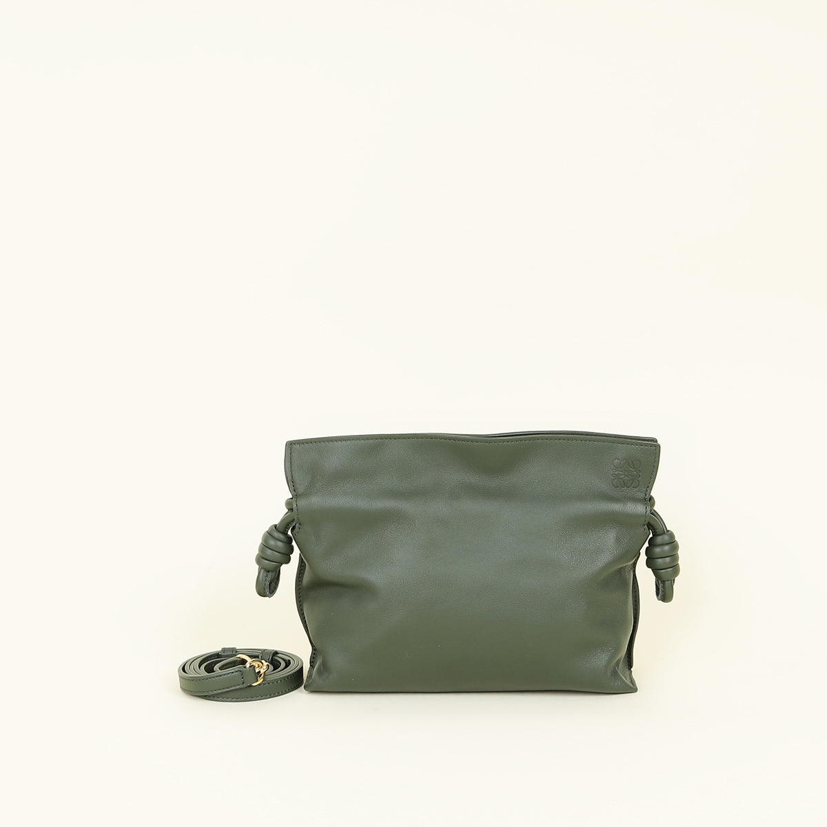 Loewe Bottle Green x Suna Fujita Panda Mini Flamenco Knot Clutch Bag