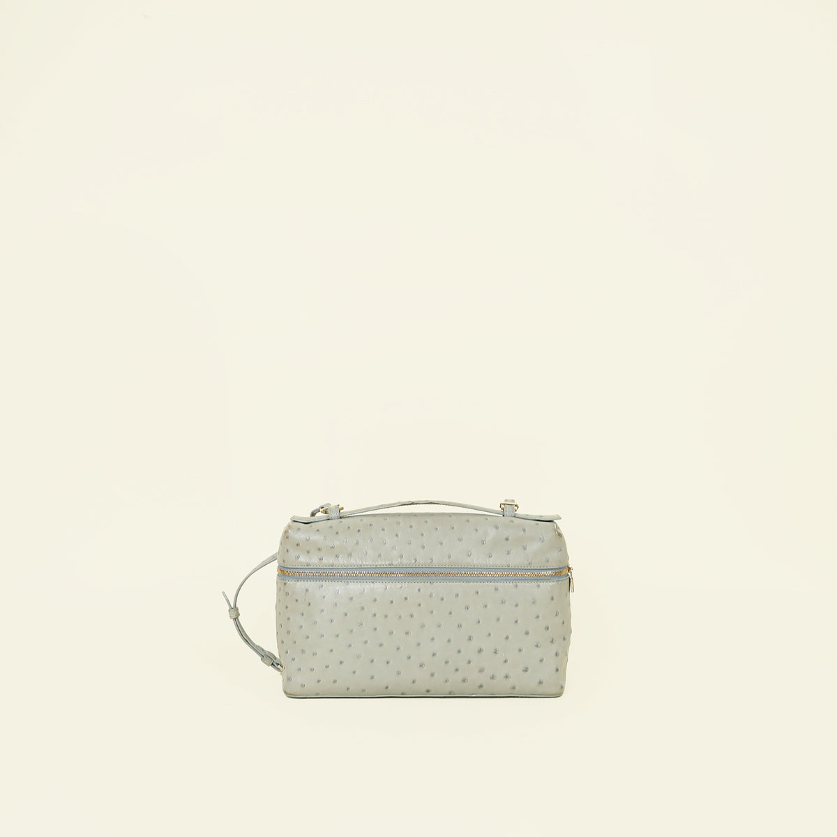 Loro Piana Light Gray Ostrich Extra Pocket