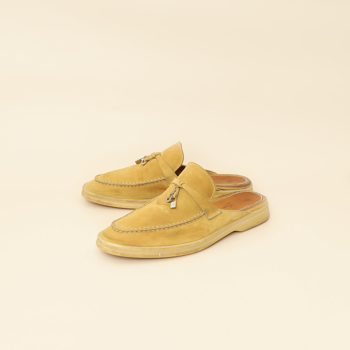 Loro Piana Beige Babouche Charms Walk Loafer 37.5