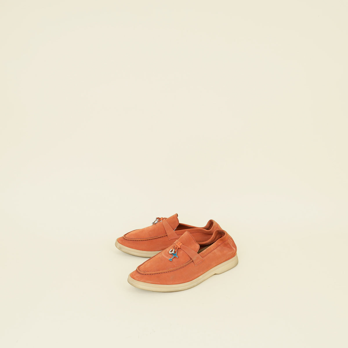 Loro Piana Dusty Orange Summer Walk Charm Loafer w/ My Charm 37.5