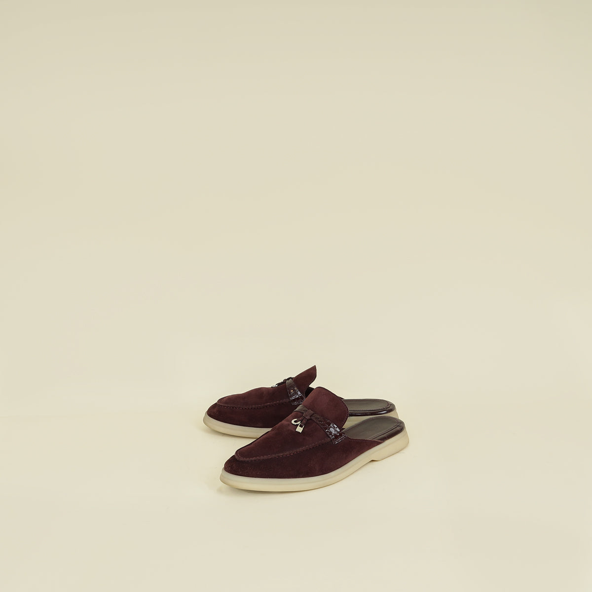 Loro Piana Oxblood Summer Charms Babouche Walk Loafer 39.5