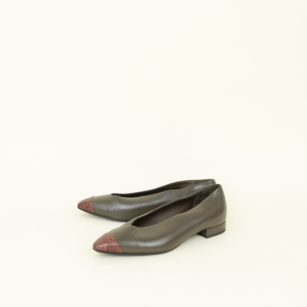 Loro Piana Bicolor Rebecca Cap Toe Ballet Flat 37.5