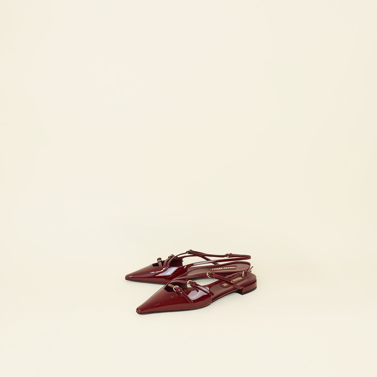 Miu Miu Burgundy Buckles Slingback Flat 39.5
