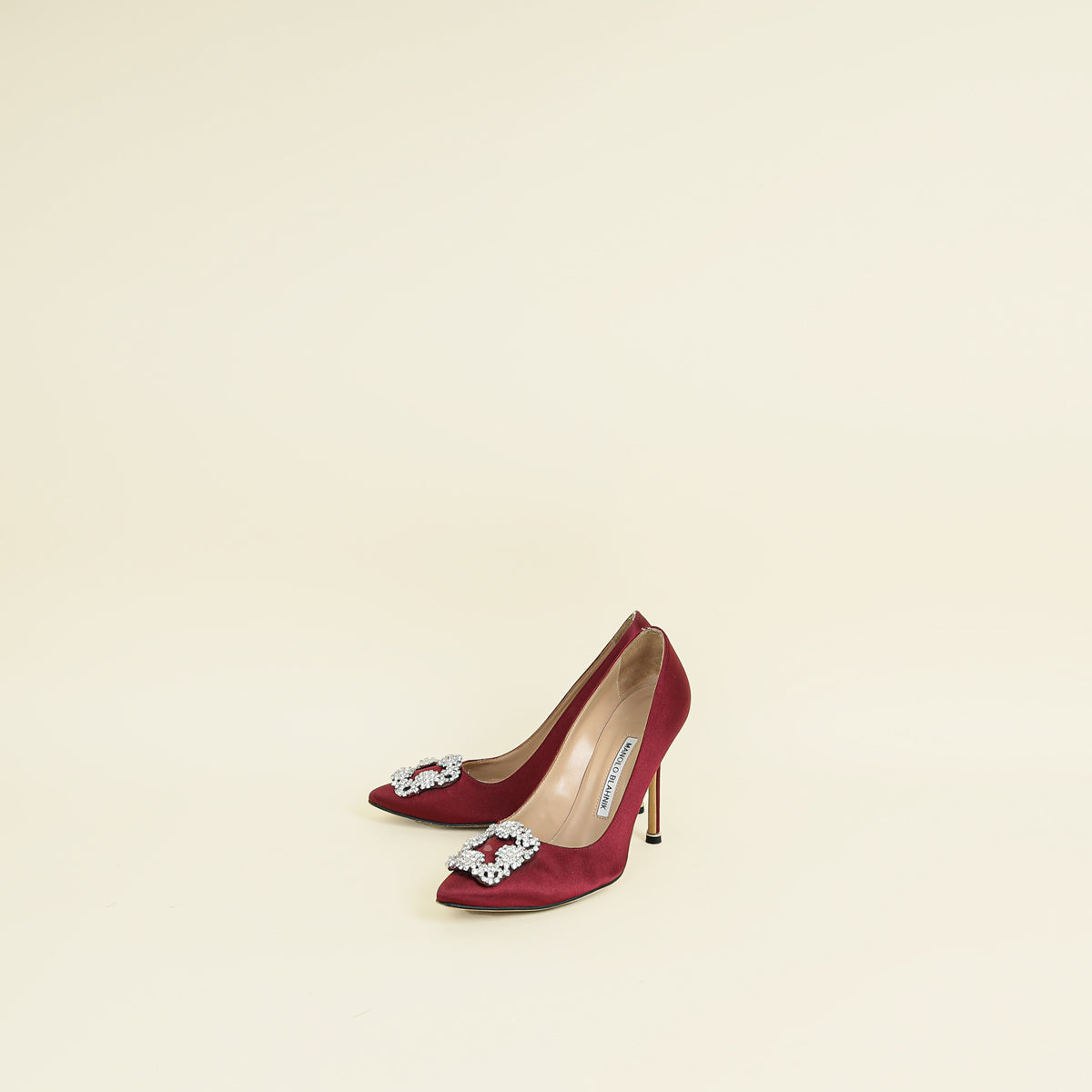 Manolo Blahnik Burgundy Hangisi Satin Pump 37