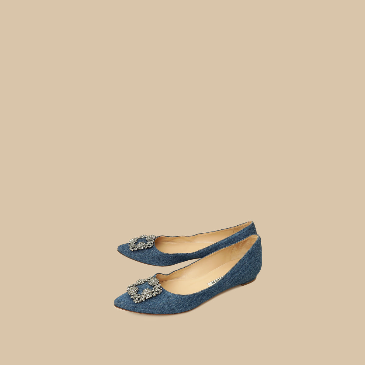 Manolo Blahnik Blue Denim Hangisi Flats 39
