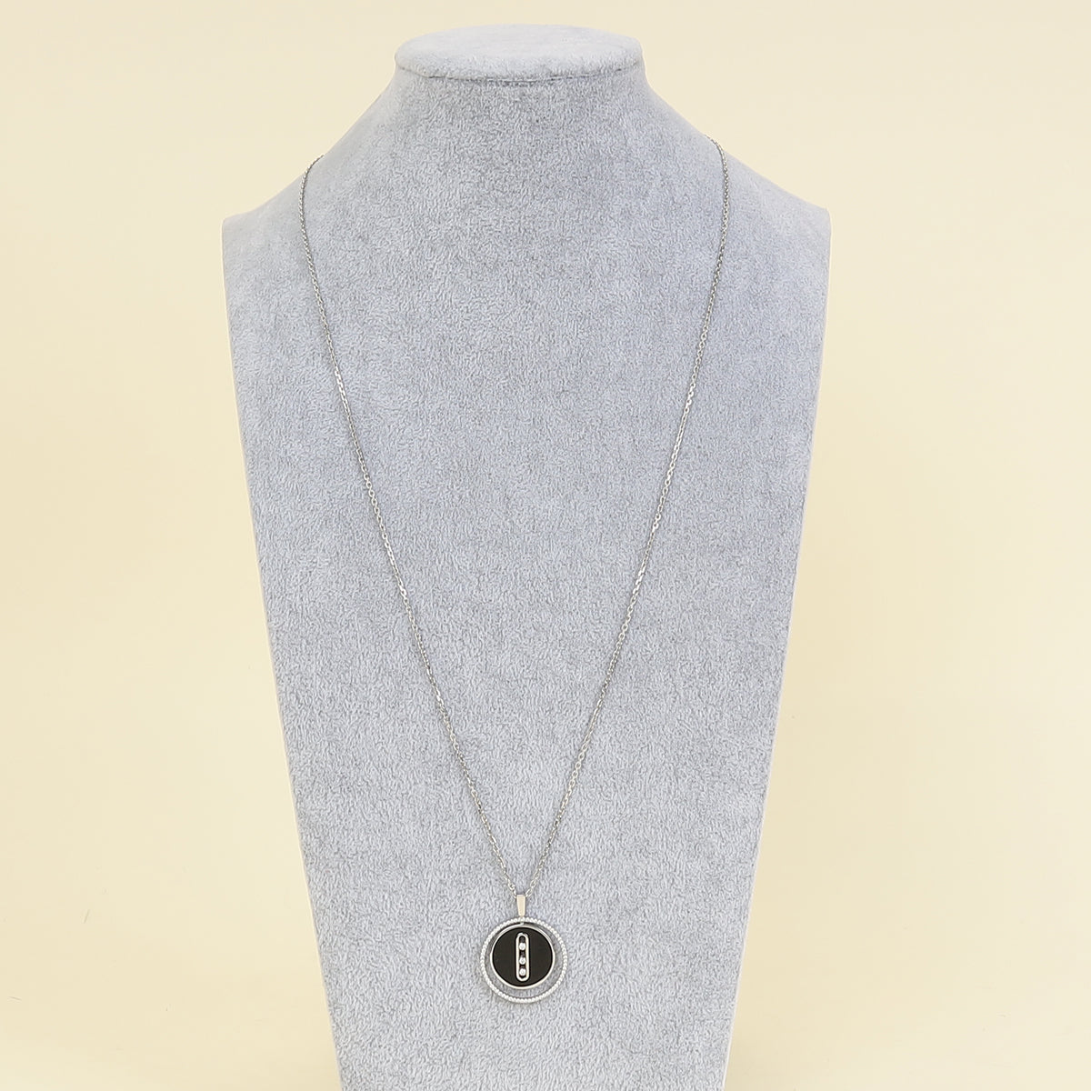 Messika 18K White Gold Lucky Move Diamond and Onyx Necklace