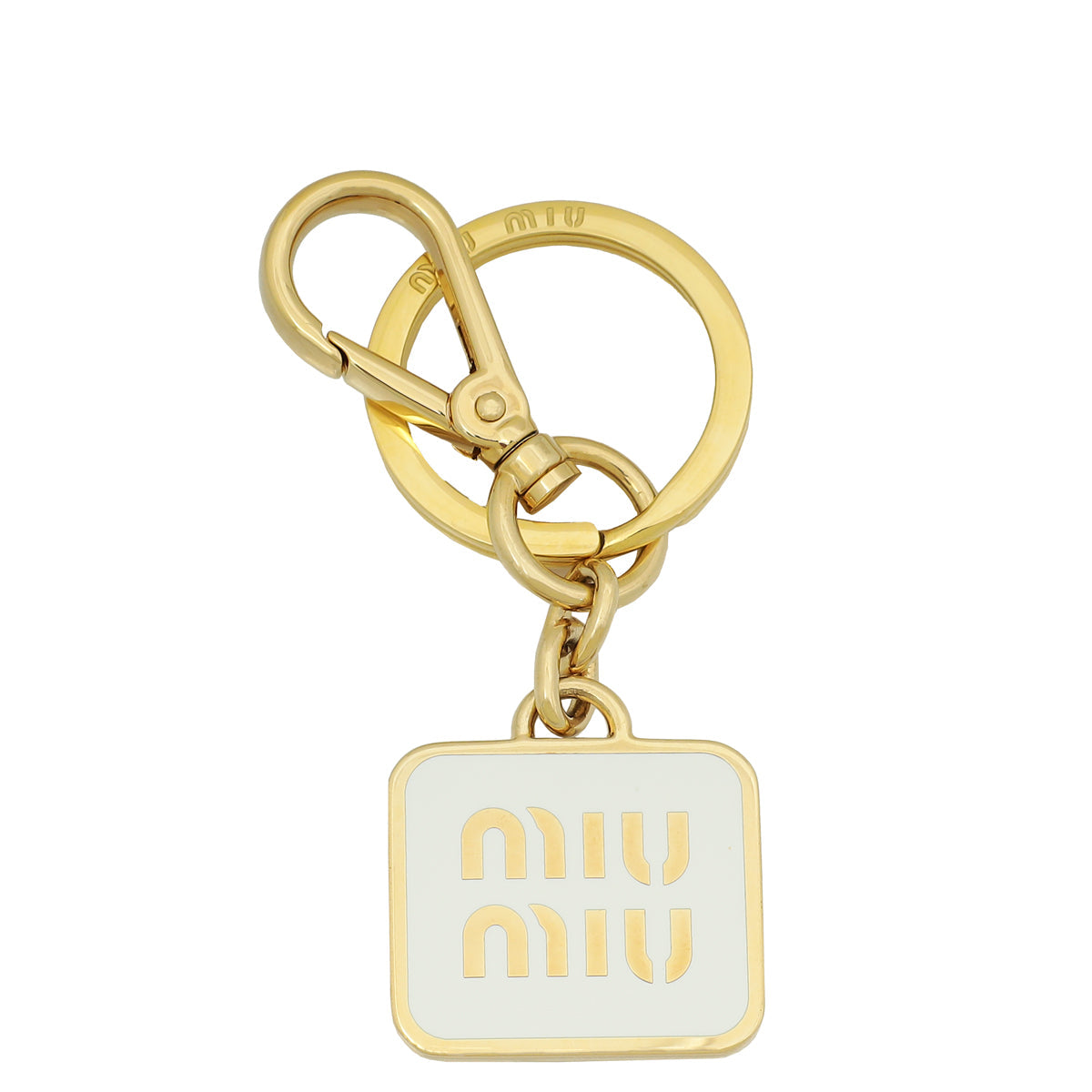 Miu Miu White Logo Key Holder Bag Charm