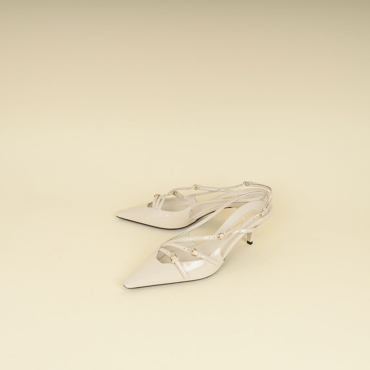 Miu Miu Cream Buckle Slingback Pump 40