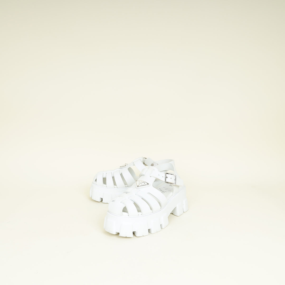 Prada White Logo Foam Rubber Sandal 37