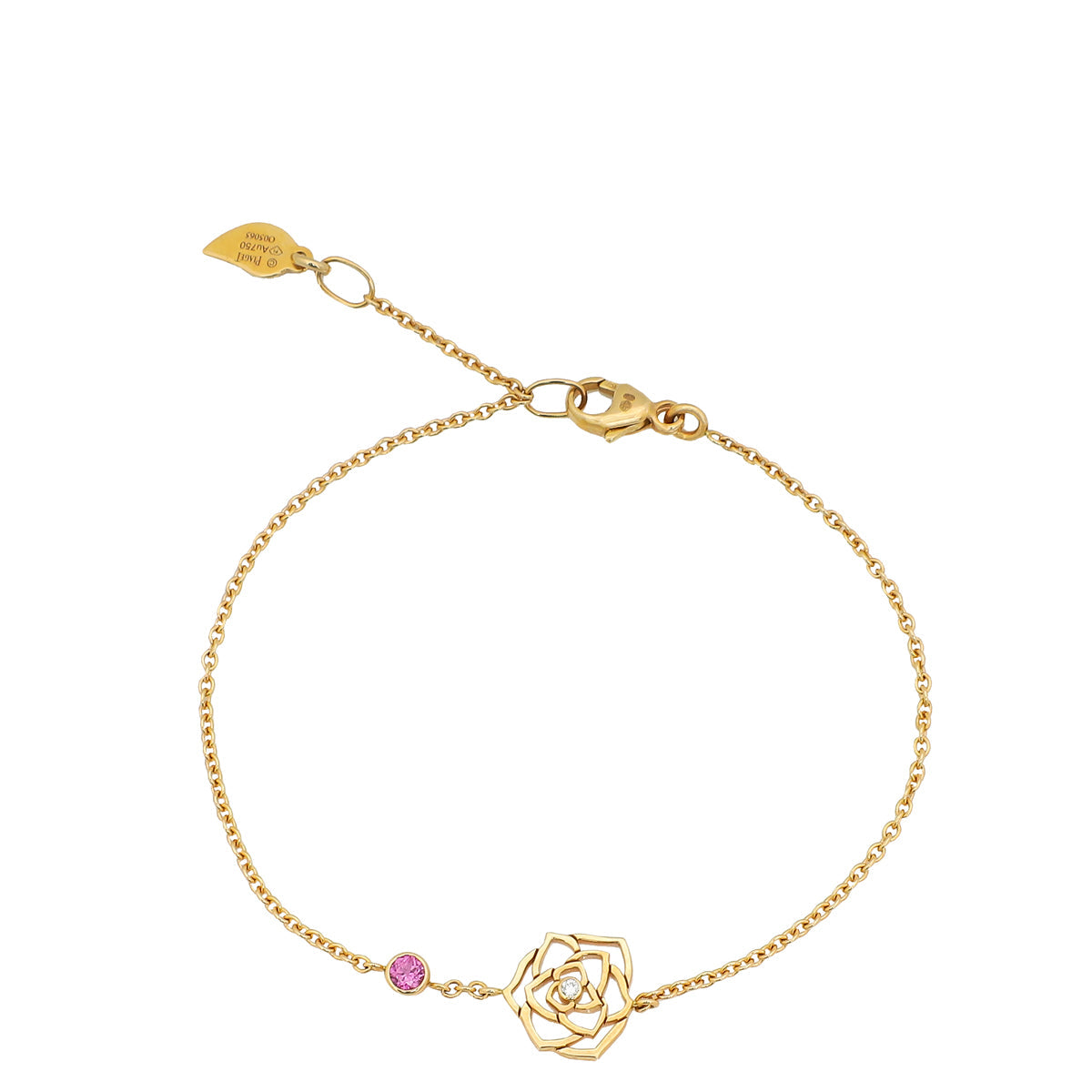 Piaget 18K Rose Gold Diamond Sapphire Rose Bracelet